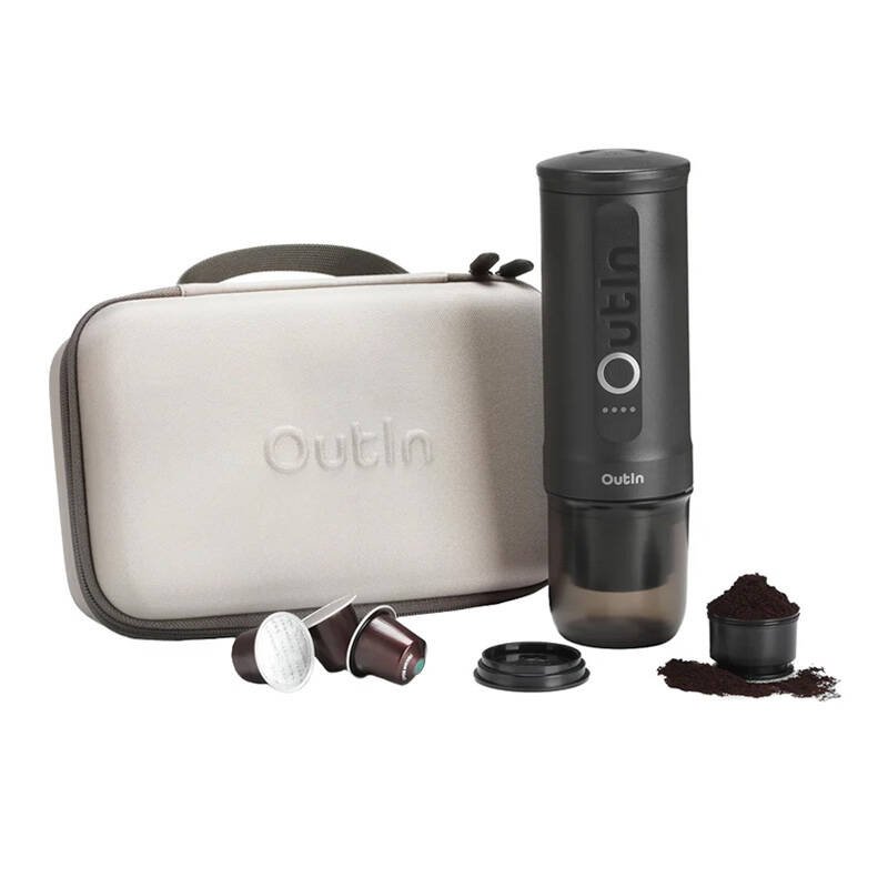 Outin Nano 7500mAh prijenosni aparat za kavu sivi + zaštitna torbica