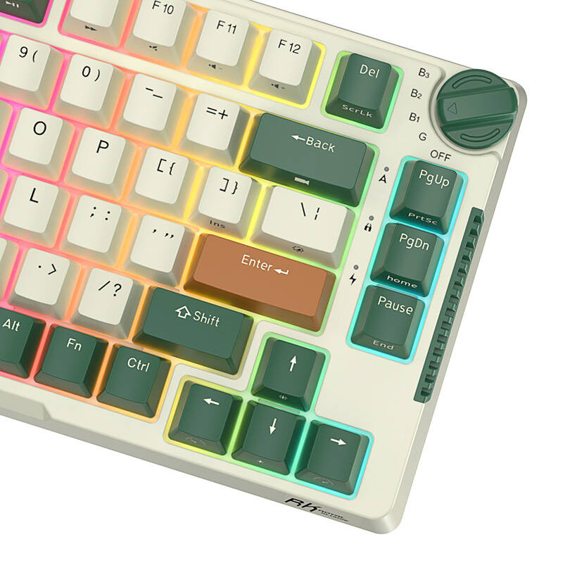 Royal Kludge RKH81 RGB bežična mehanička tipkovnica, Sky cyan prekidači, zelena, UK layout - Slika 6