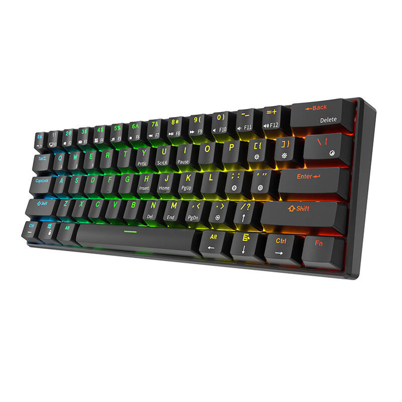 Royal Kludge RK61 RGB mehanička tipkovnica, crveni prekidači, crna, UK layout - Slika 5