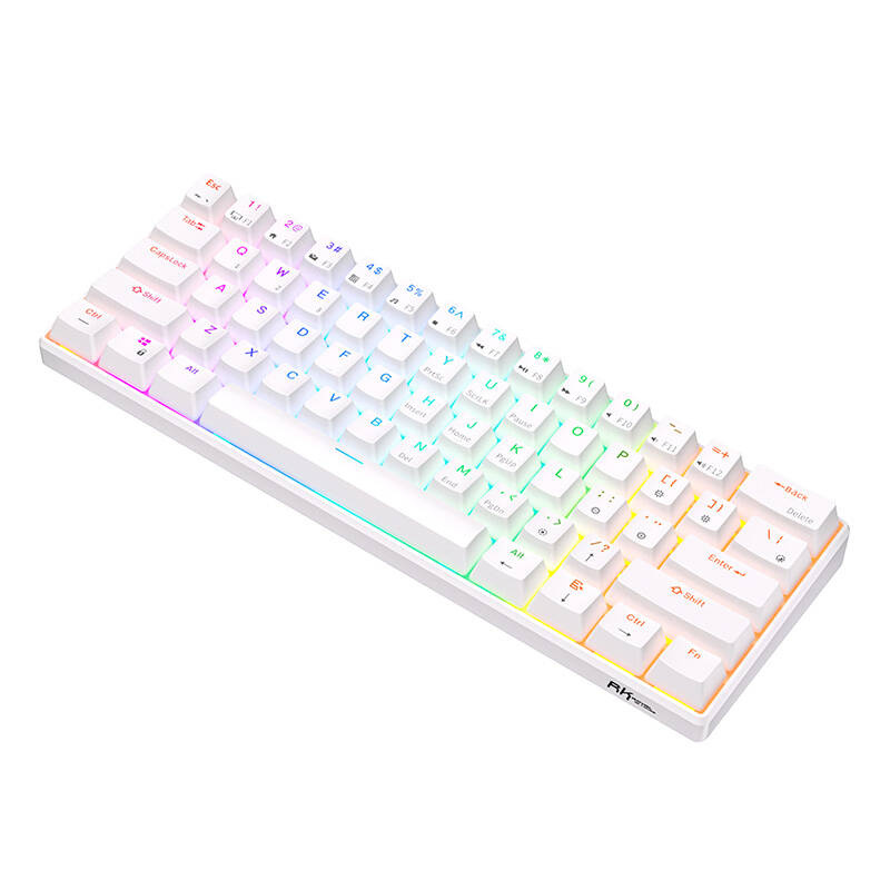 Royal Kludge RK61 RGB mehanička tipkovnica, smeđi prekidači, bijela, UK layout - Slika 2
