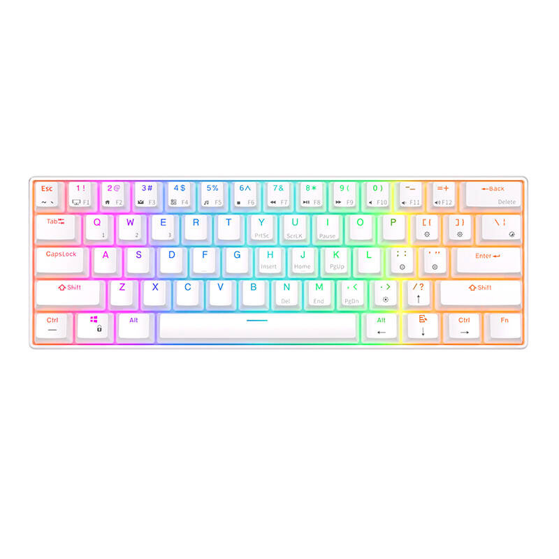 Royal Kludge RK61 RGB mehanička tipkovnica, smeđi prekidači, bijela, UK layout