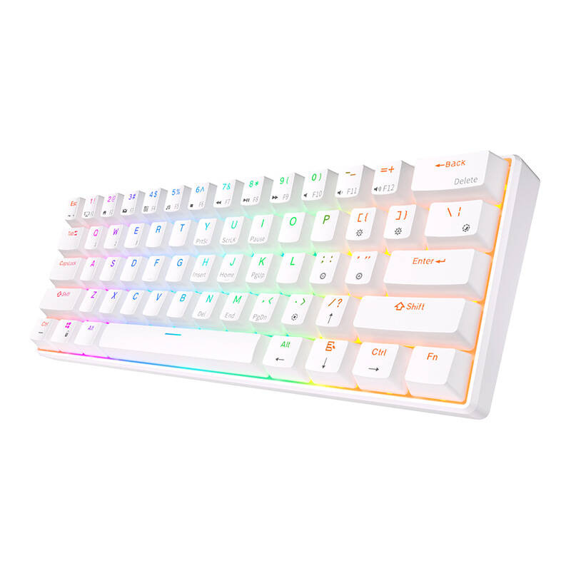 Royal Kludge RK61 RGB mehanička tipkovnica, smeđi prekidači, bijela, UK layout - Slika 3