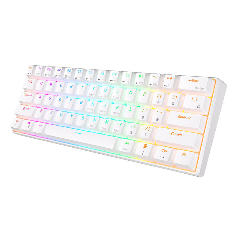 Royal Kludge RK61 RGB mehanička tipkovnica, smeđi prekidači, bijela, UK layout - Slika 5