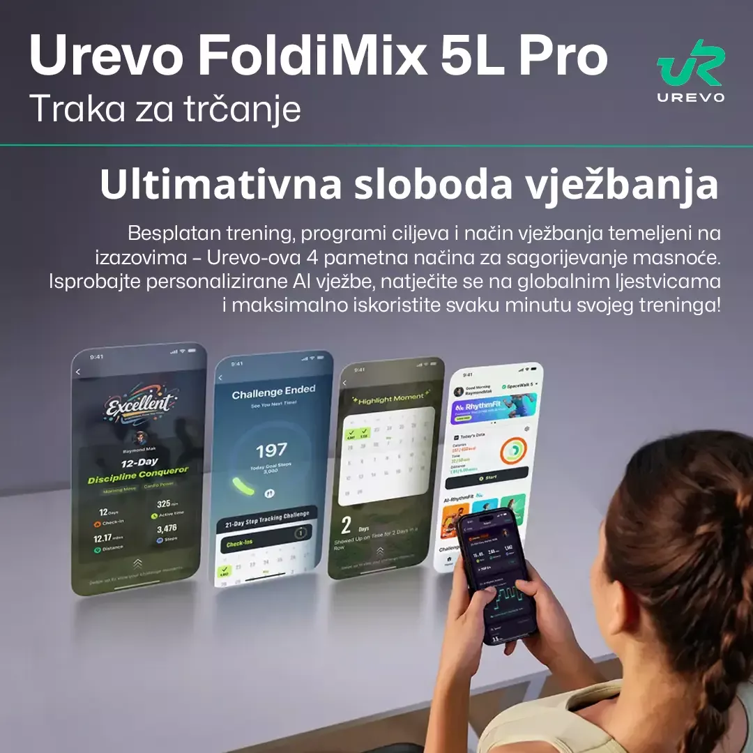 UREVO FoldiMix 5L Pro Smart Black - Traka za trčanje i hodanje - Slika 7
