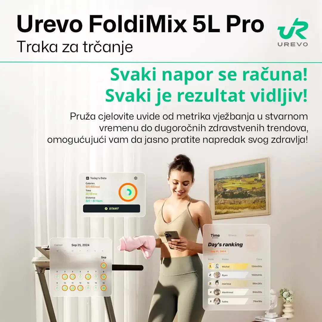 UREVO FoldiMix 5L Pro Smart Black - Traka za trčanje i hodanje - Slika 6