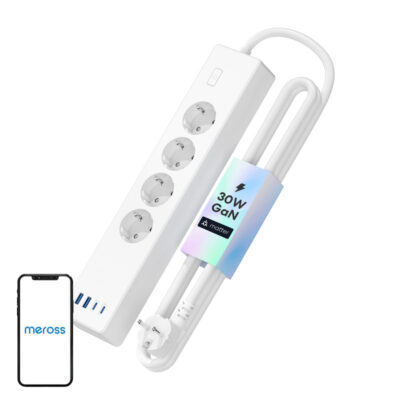 Meross MSP844(EU) pametna produžna letva s brzim punjenjem, 4 utičnice + 2× USB-A + 2× USB-C