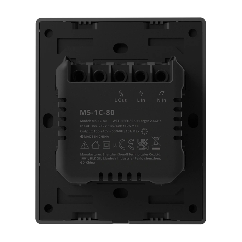 SONOFF M5-1C-80 WiFi pametni zidni prekidač (1-kanalni, za okvir, grafit) - Slika 5