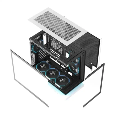 DarkFlash F1 ATX kućište za računalo + 6 ventilatora (bijelo)