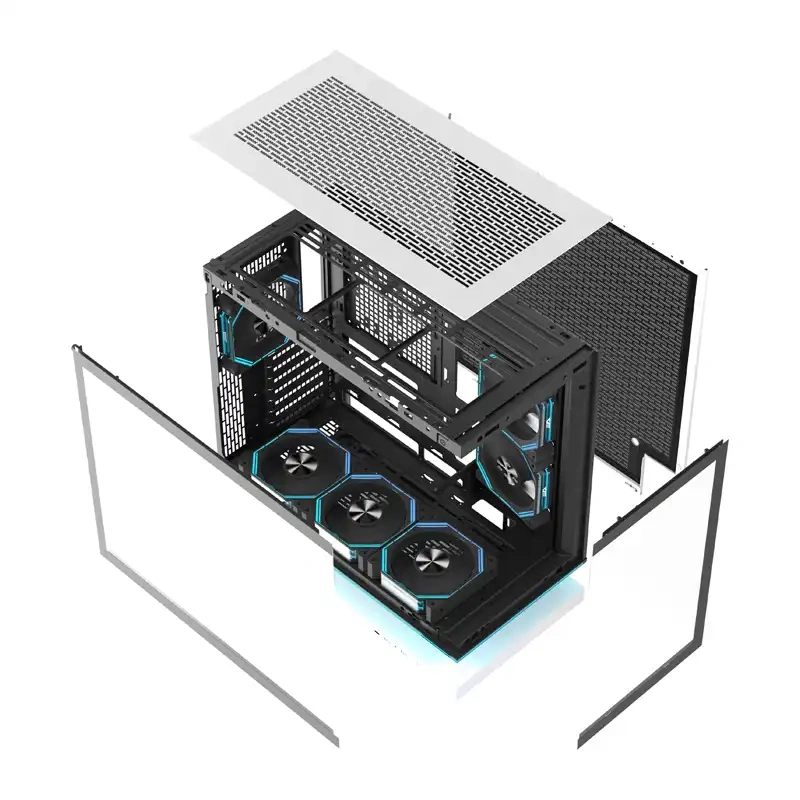 DarkFlash F1 ATX kućište za računalo + 6 ventilatora (bijelo)