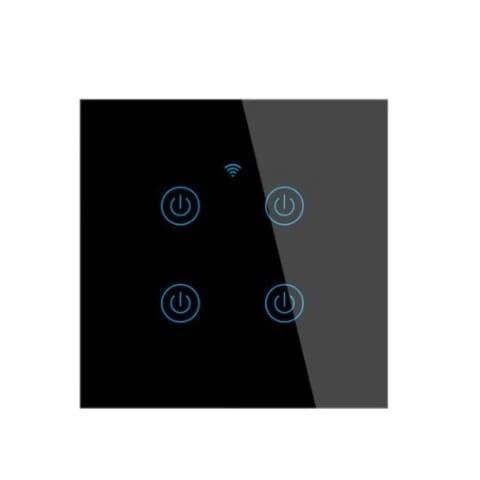 Pametni zidni prekidač za svjetlo četverostruki crni