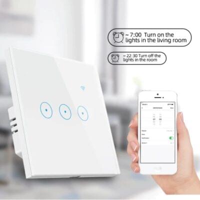 Pametni zidni prekidač za svjetlo četverostruki crni