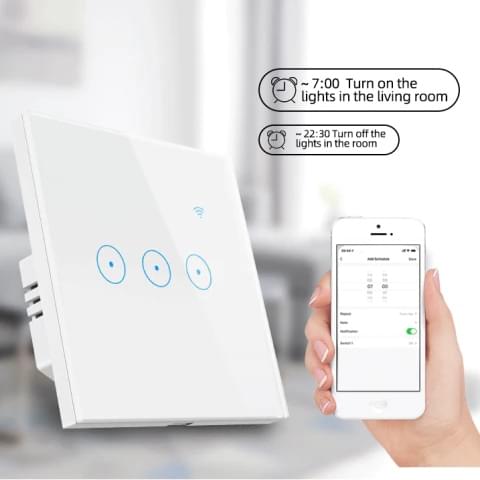 Pametni zidni prekidač za svjetlo četverostruki crni