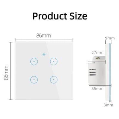 Pametni zidni prekidač za svjetlo četverostruki bijeli